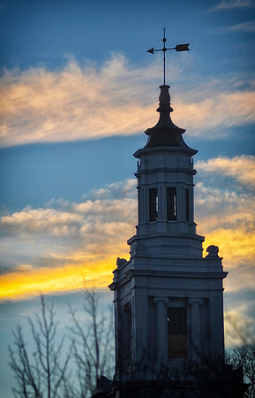 Church Steeple At Sunset