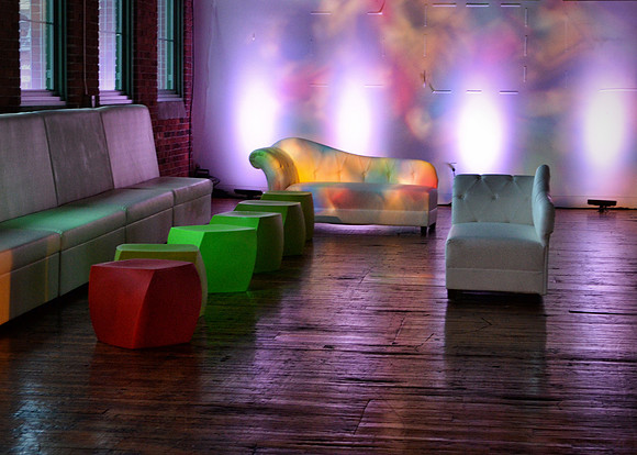 Couches at the Pop Art, Andy Warhol party